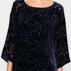 Eileen Fisher Velvet Navy Burnout Top Womens Size 2X Org $348 -SOLD 12/22